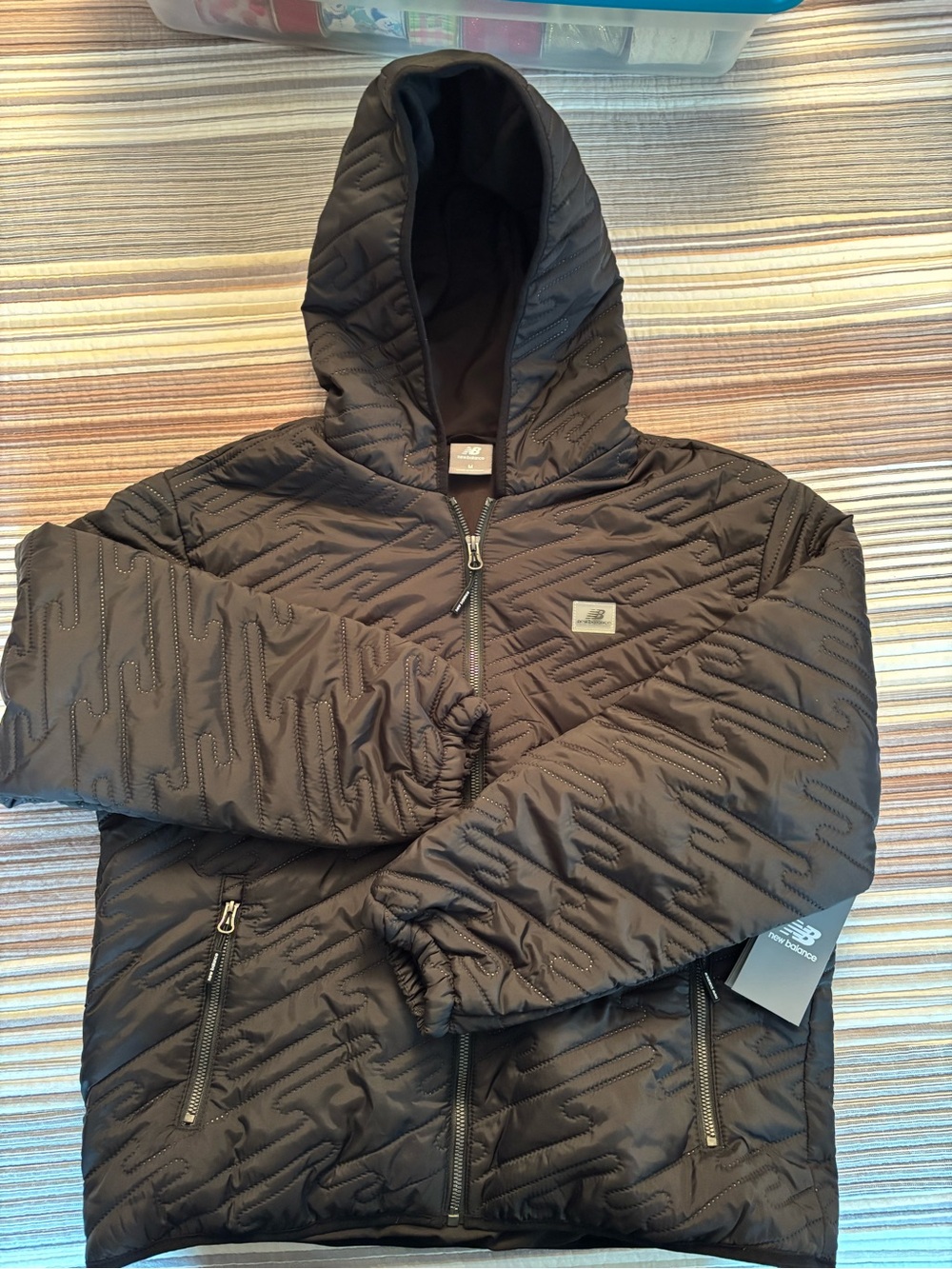 New Balance Black Quilted Hooded Puffer Jacket